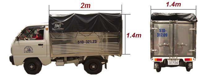 kích thước xe tải 500kg